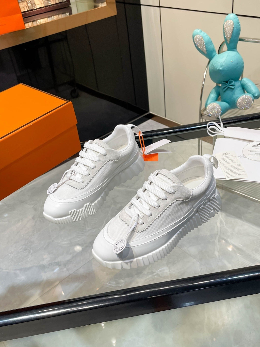 H Striped Leather Sneakers