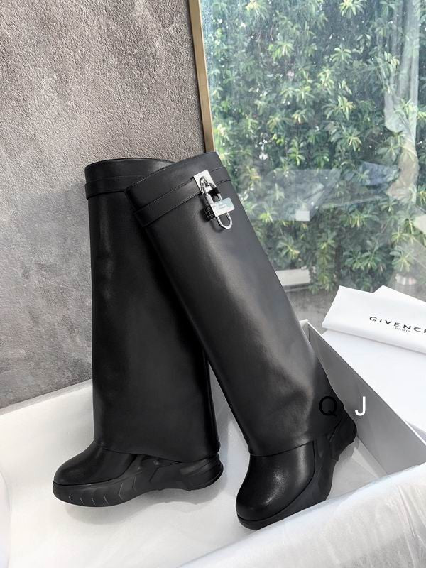 Leather Platform Knee Boots