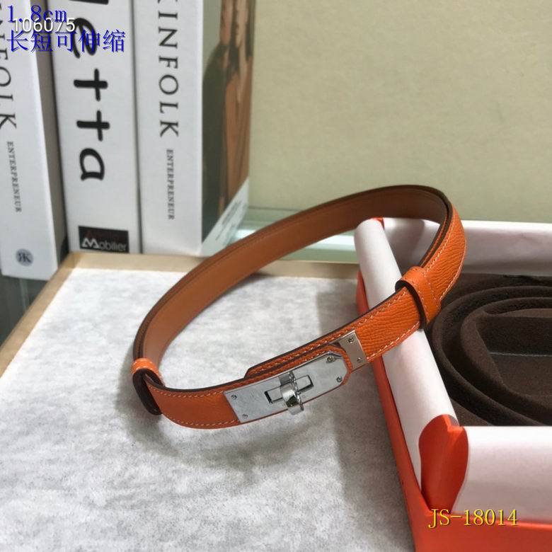 Orange Adjustable Leather Belt 18MM
