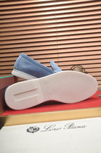 Blue Suede Slip-On Loafers