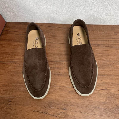 Brown Suede Slip-On Loafers