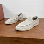 White Suede Slip-On Loafers