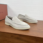 White Suede Slip-On Loafers