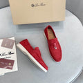 Coral Suede Penny Loafers