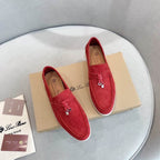 Coral Suede Penny Loafers