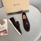 Dark Brown Suede Penny Loafers