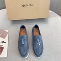 Blue Suede Penny Loafers