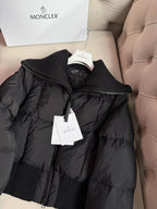 Black Knitted Shawl Puffer