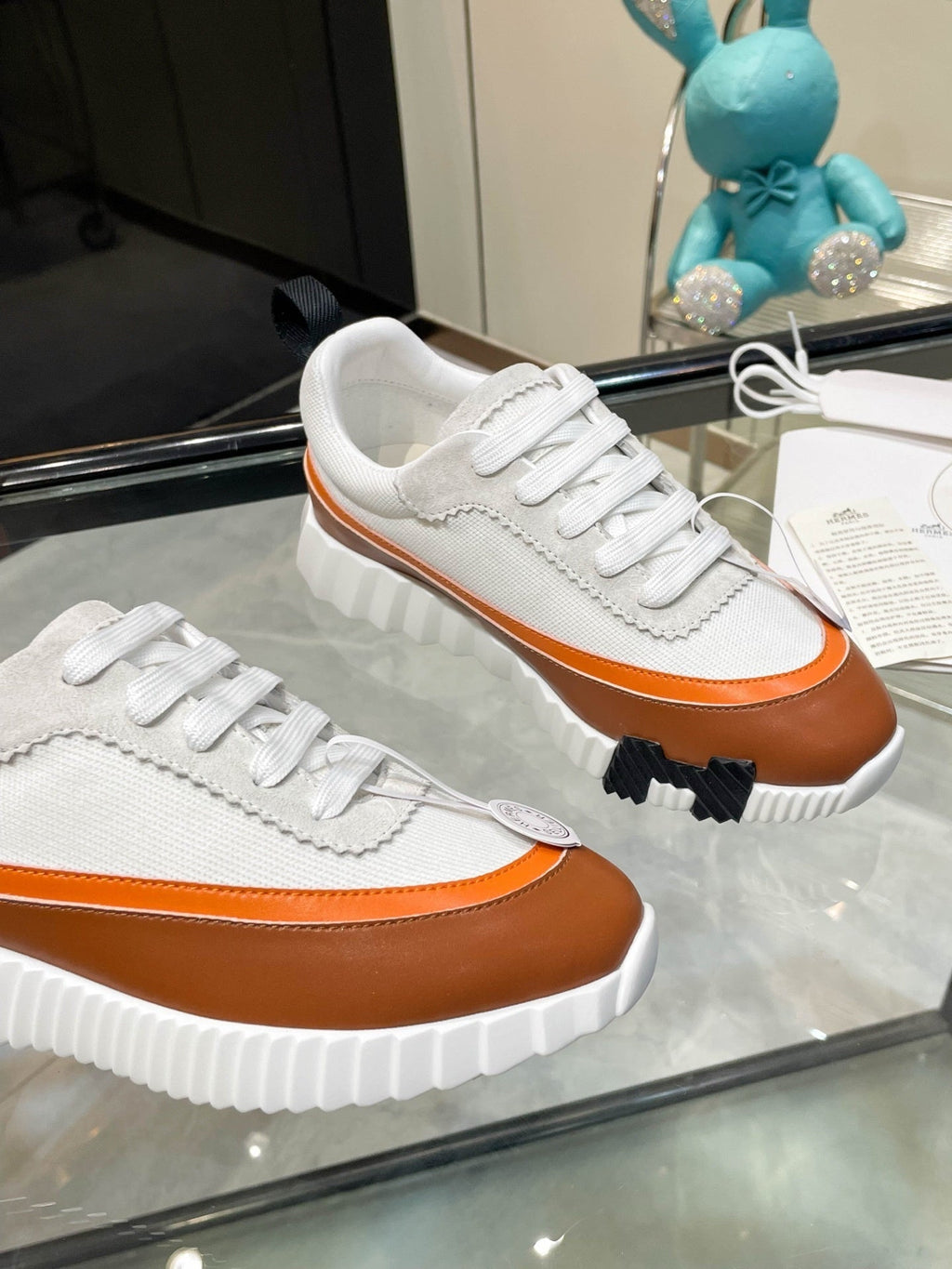 H Striped Leather Sneakers