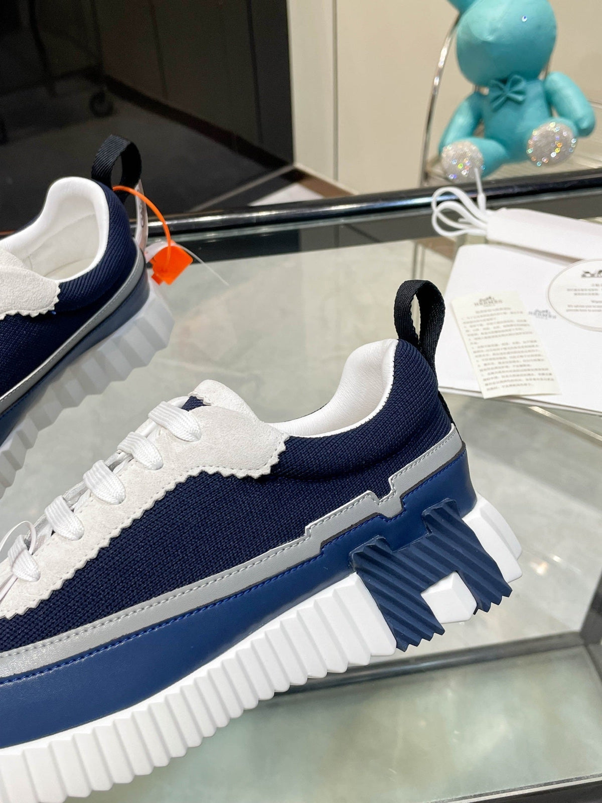 H Striped Leather Sneakers