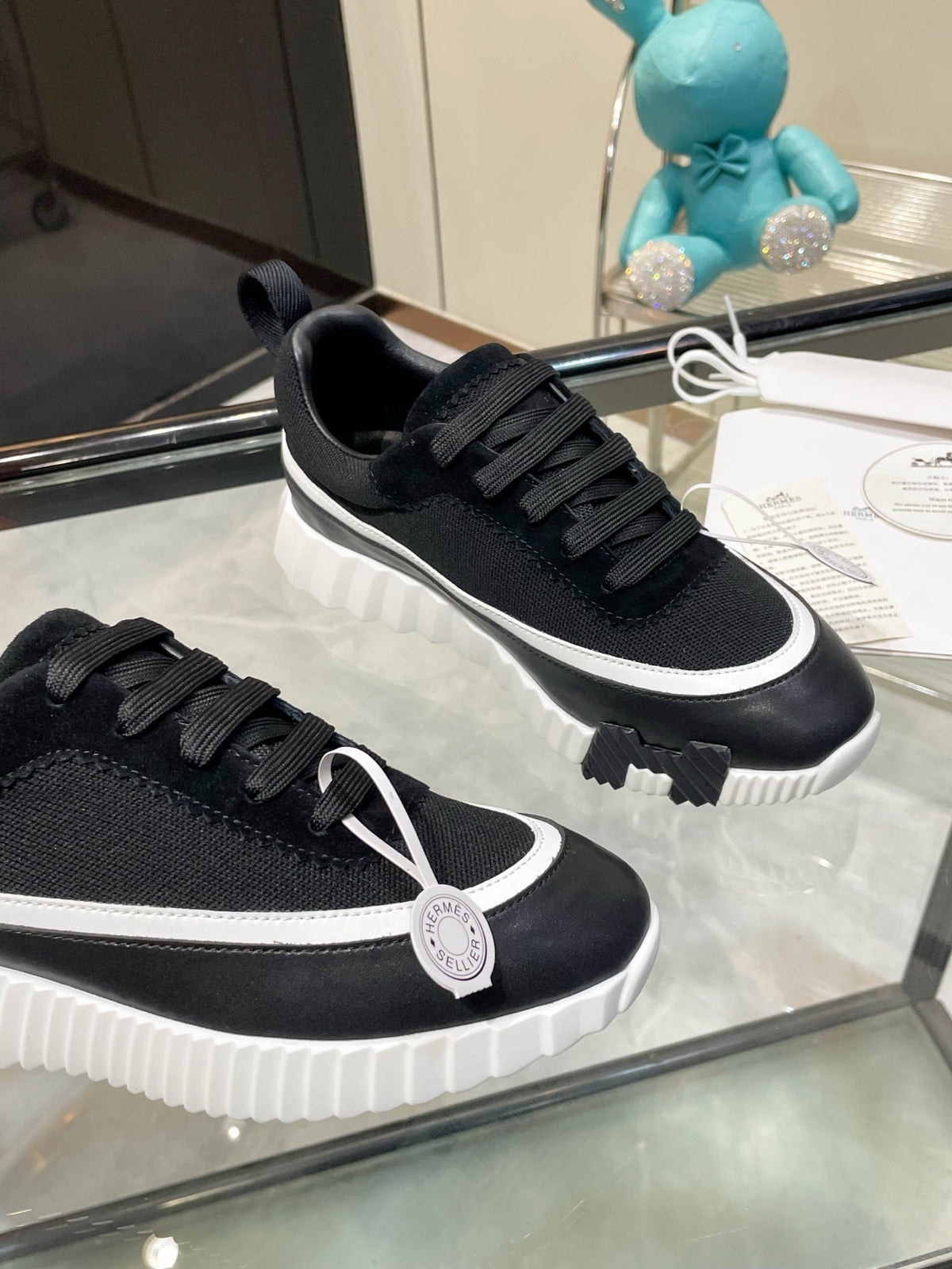 H Striped Leather Sneakers