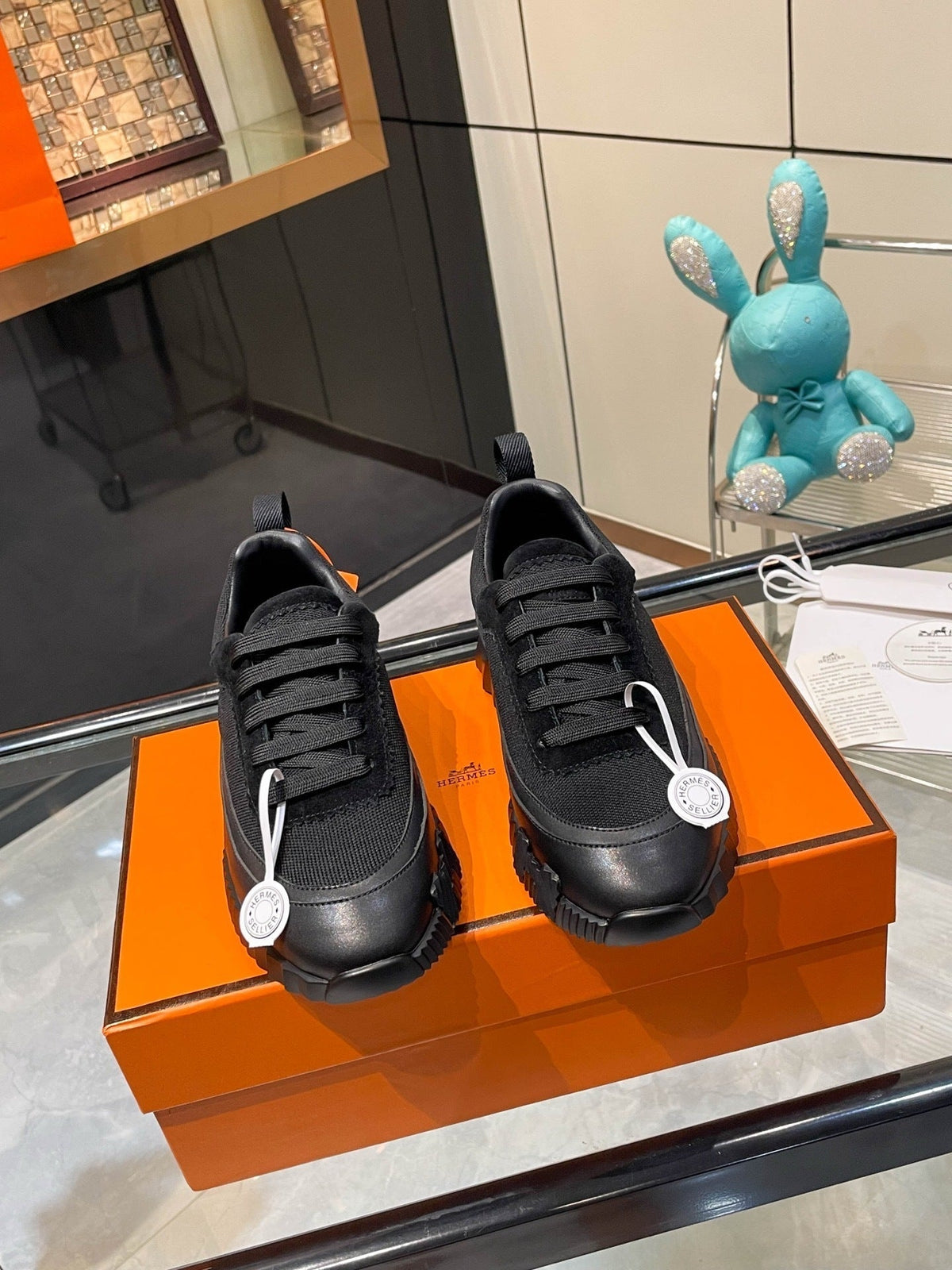 H Striped Leather Sneakers