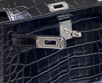 Mini 19 Black Croco Lookalike in Cowhide Leather