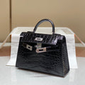 Mini 19 Black Croco Lookalike in Cowhide Leather