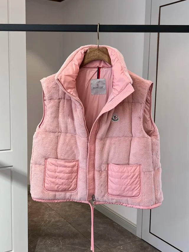 Pink Plush Puffer Vest