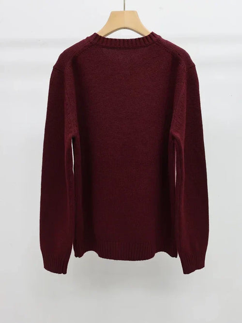 Burgundy Bear Knit Sweater
