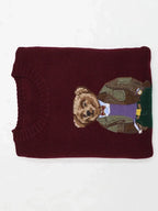 Burgundy Bear Knit Sweater