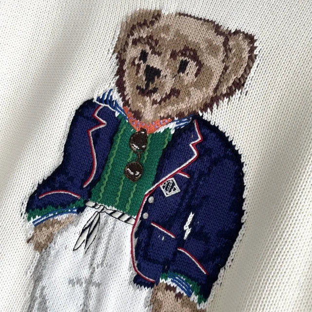 Cream Blazer Bear Knit Sweater